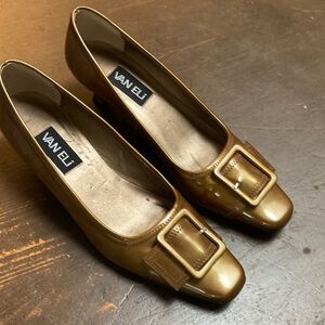 Van Eli Women's Metallic Gold Loafers with Buckle